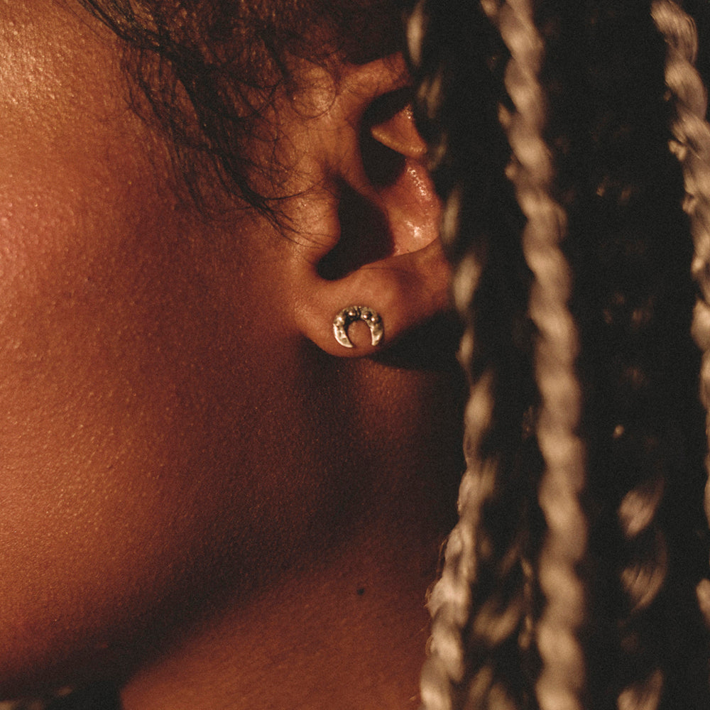 Orbed Crescent Stud Earrings