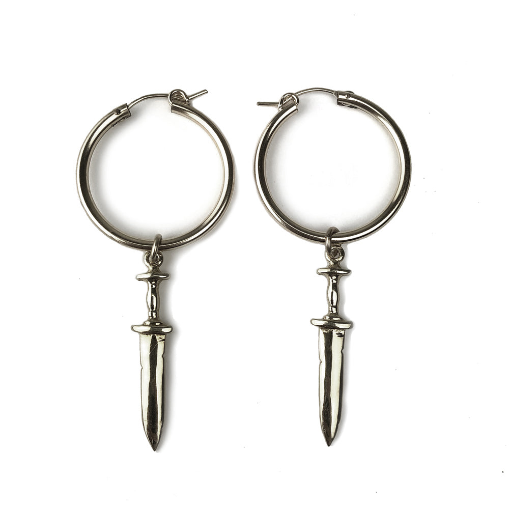Dagger Charm Hoop Earrings