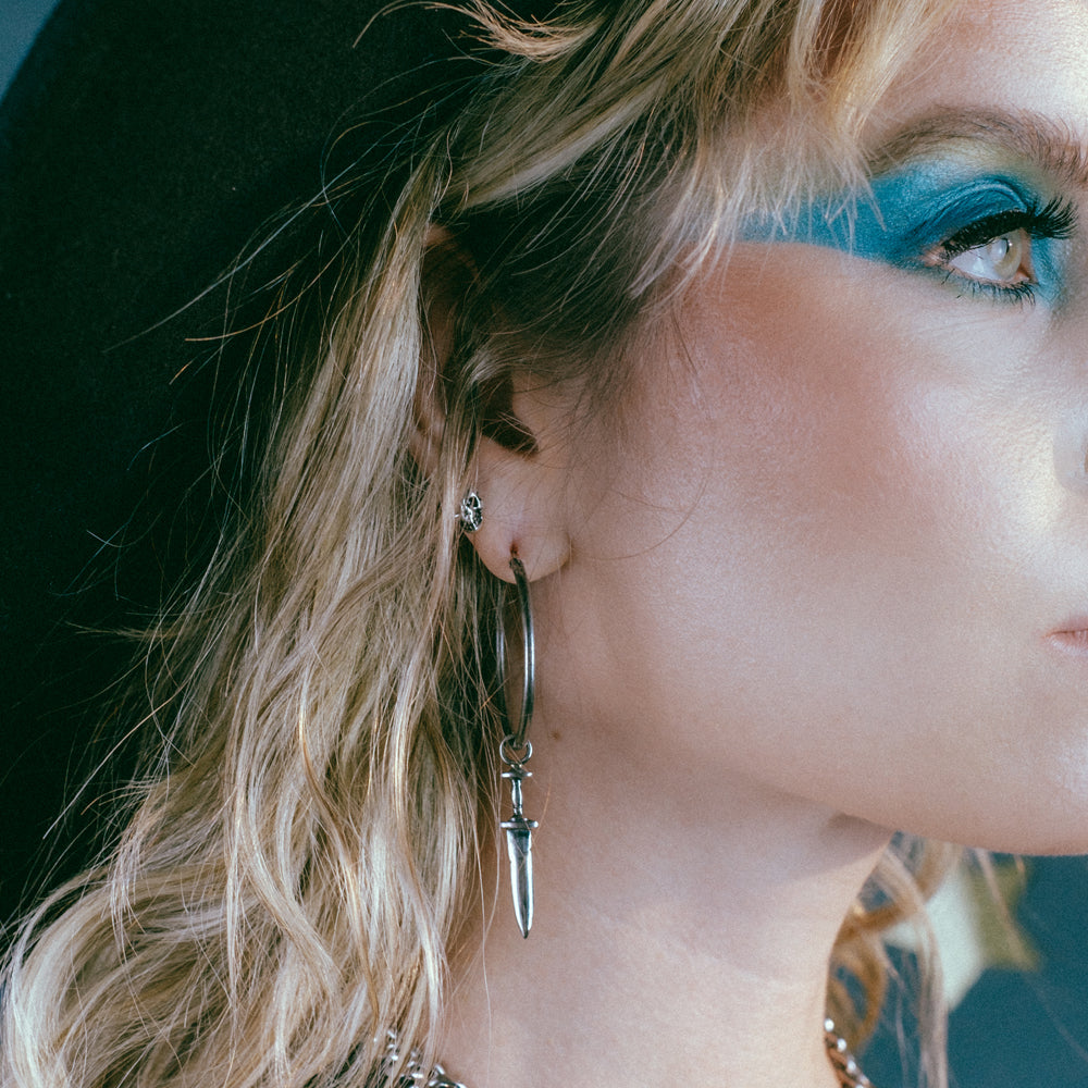 Dagger Charm Hoop Earrings