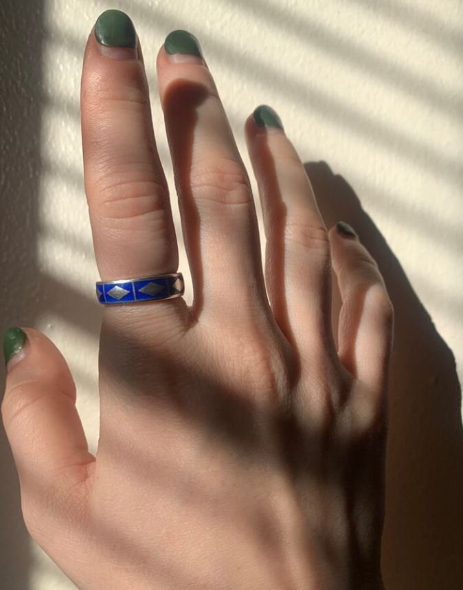 Diamond Molding Ring w/ Color Enamel