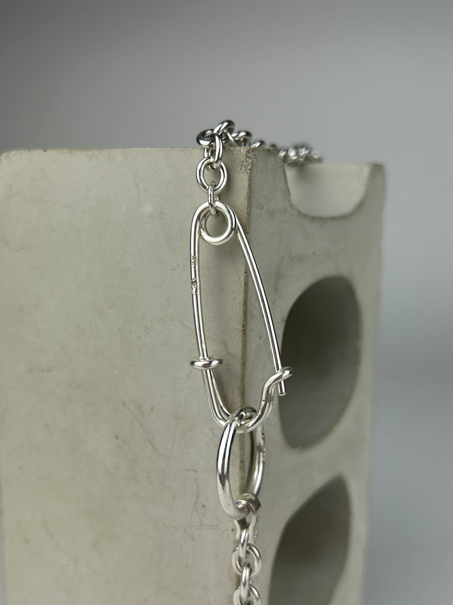Safety Pin Clasp on Cable Chain