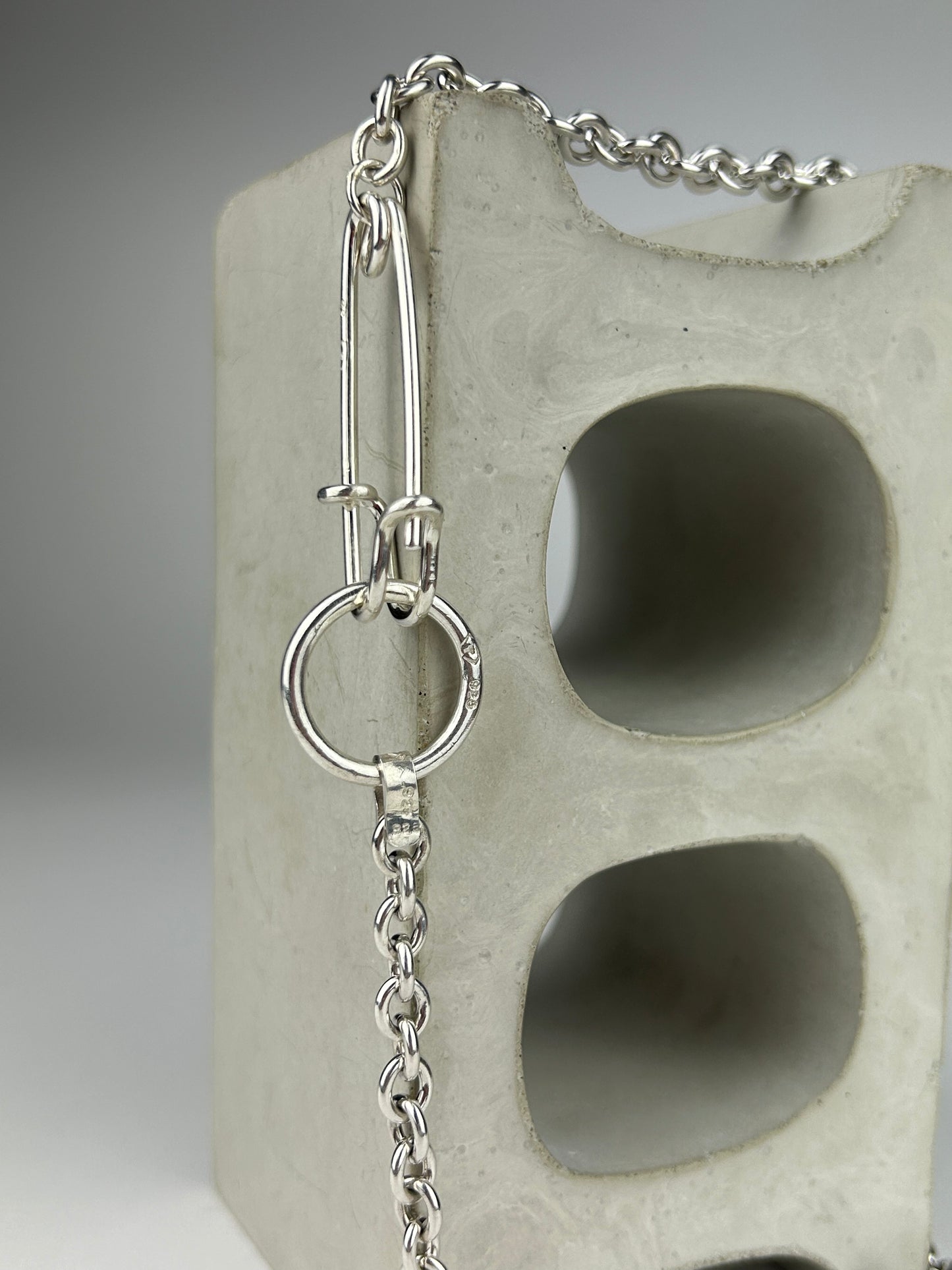 Safety Pin Clasp on Cable Chain