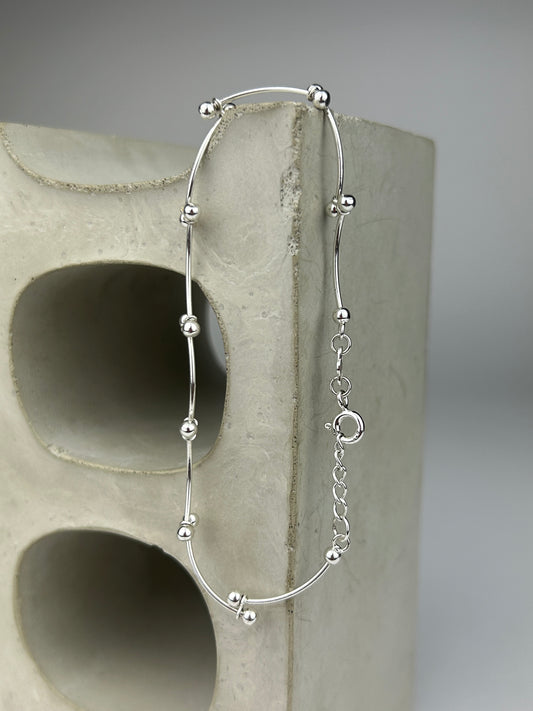 Sterling Silver Squiggly Ball Bracelet