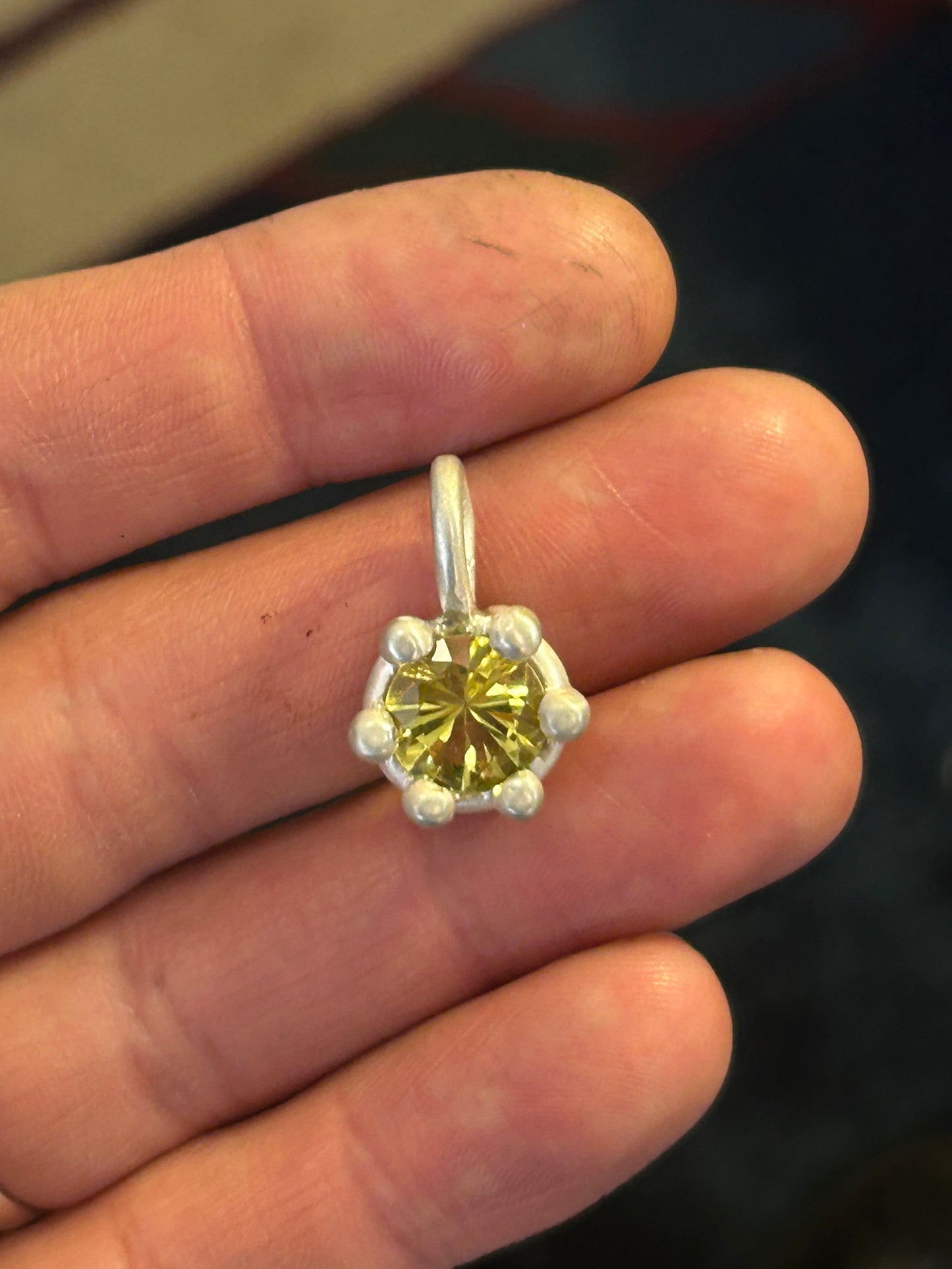 Large Lemon Quartz Ball Prong Pendant