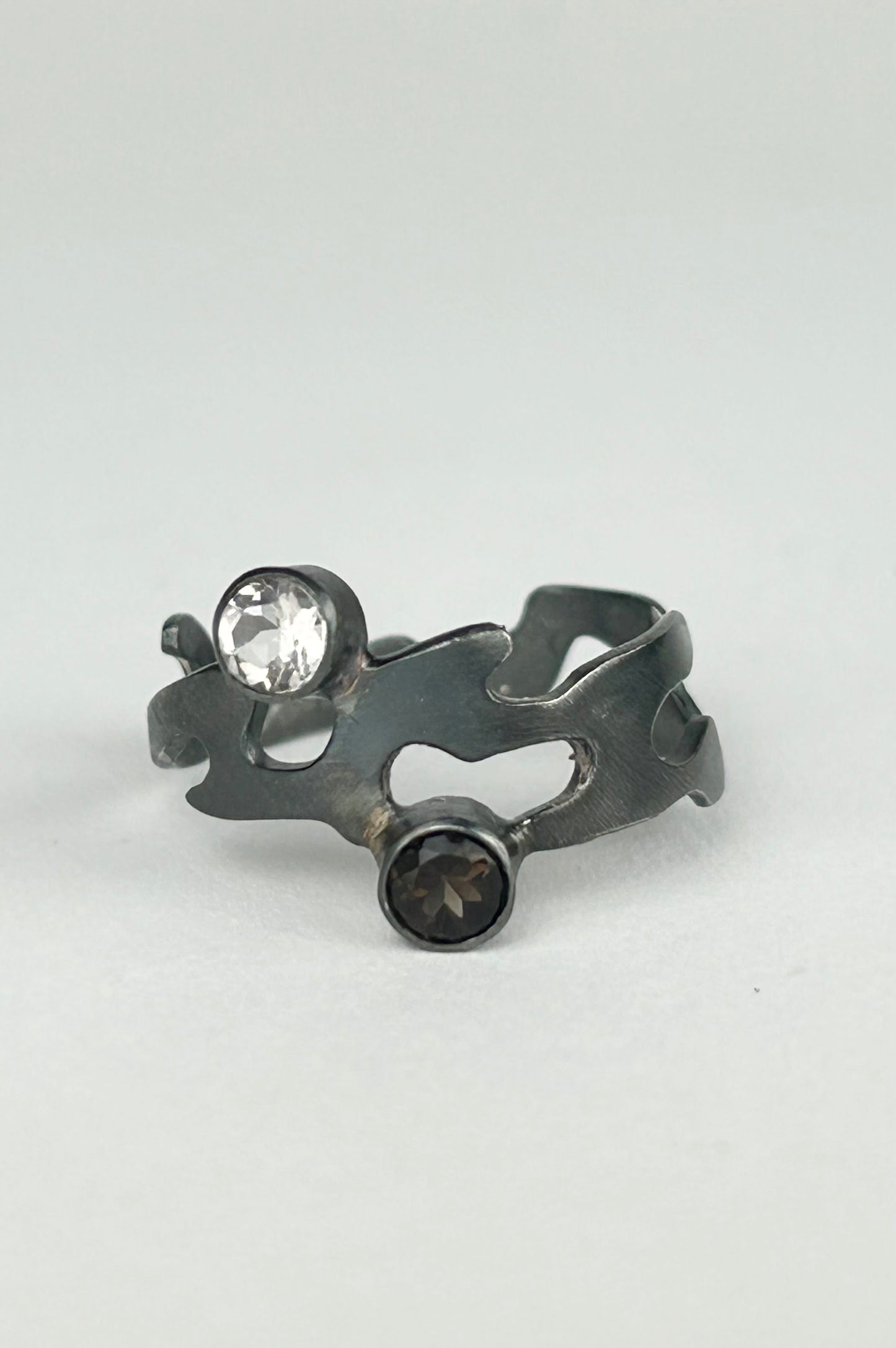 Smokey and Clear Quartz Ring