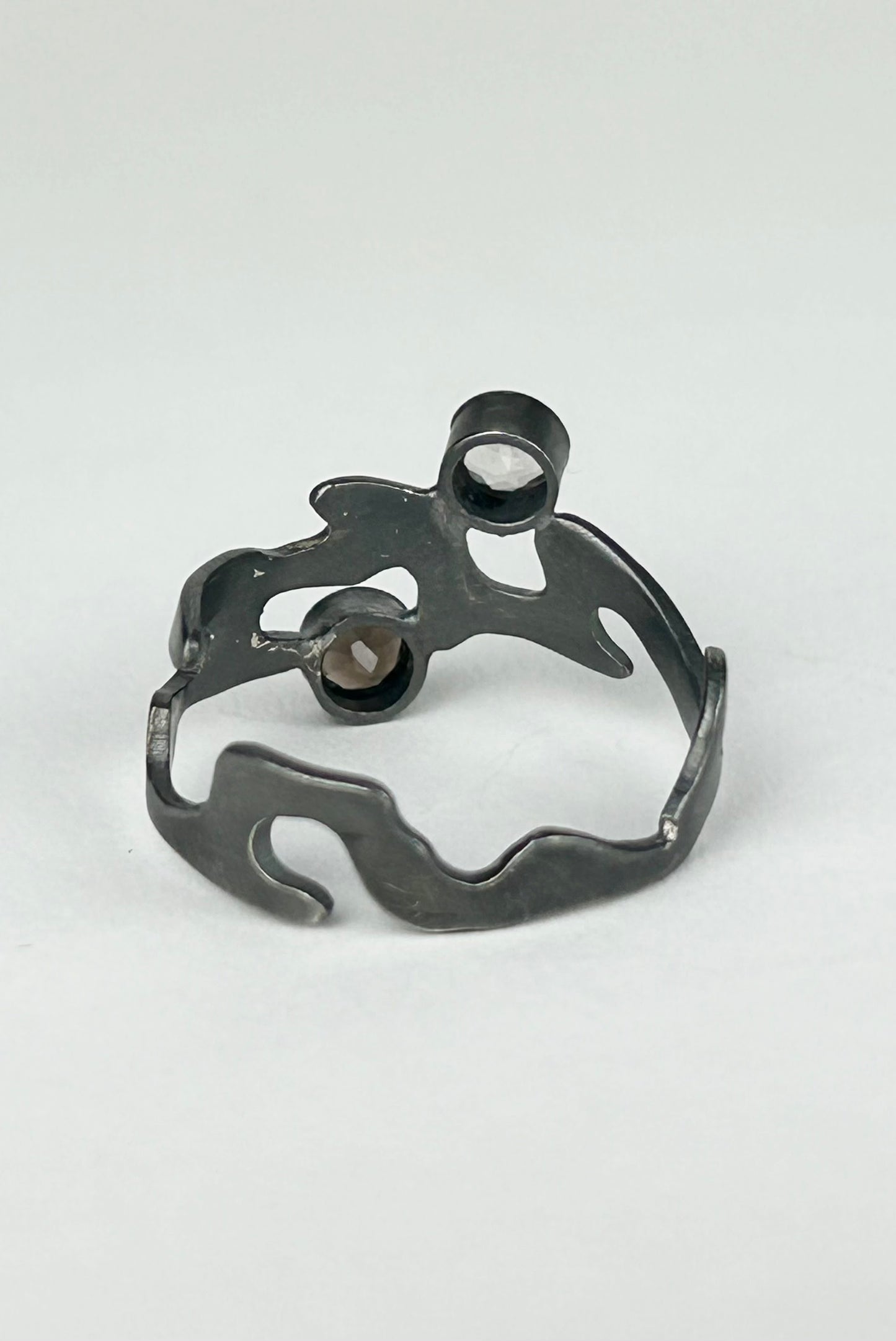 Smokey and Clear Quartz Ring