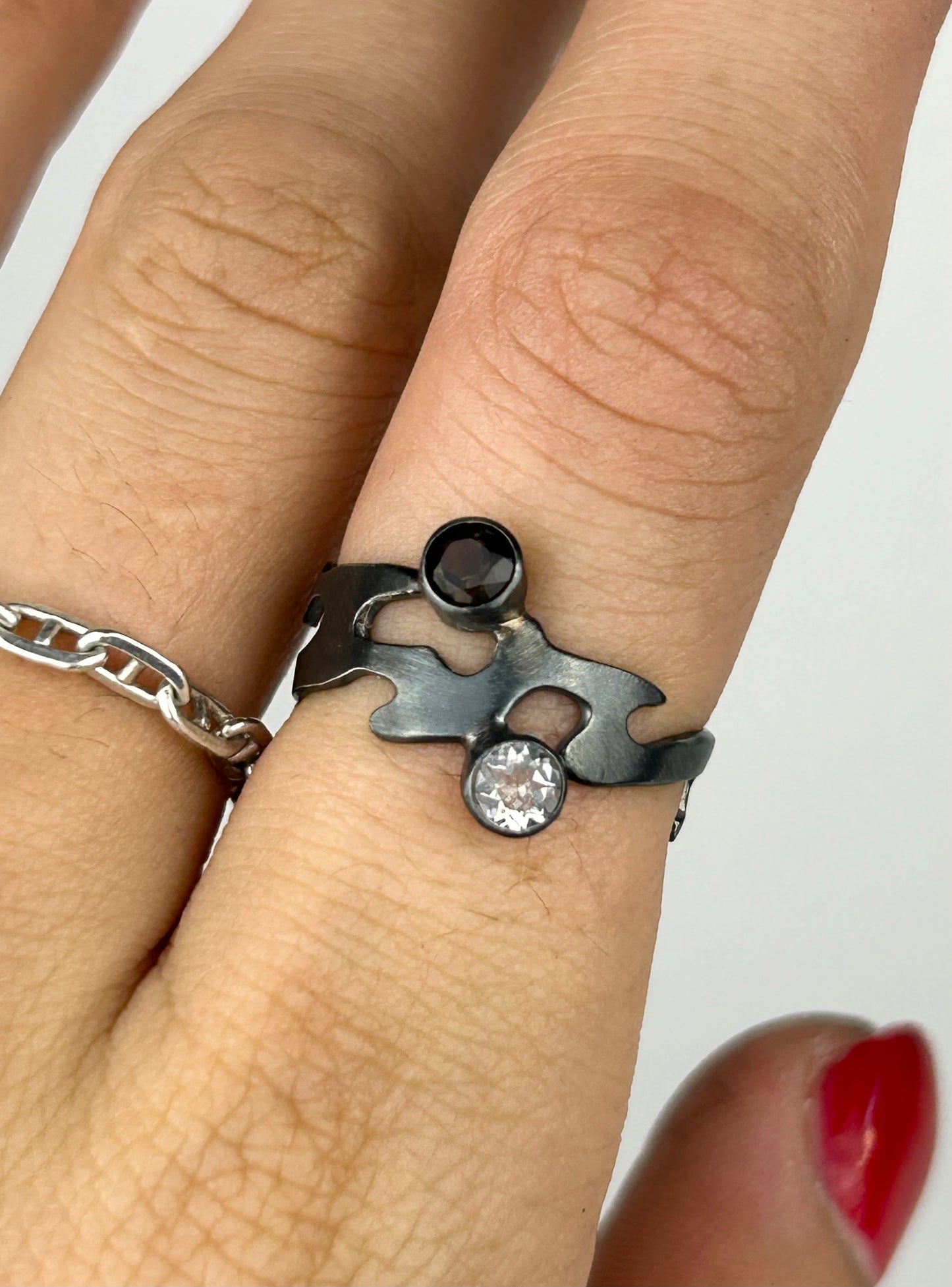 Smokey and Clear Quartz Ring