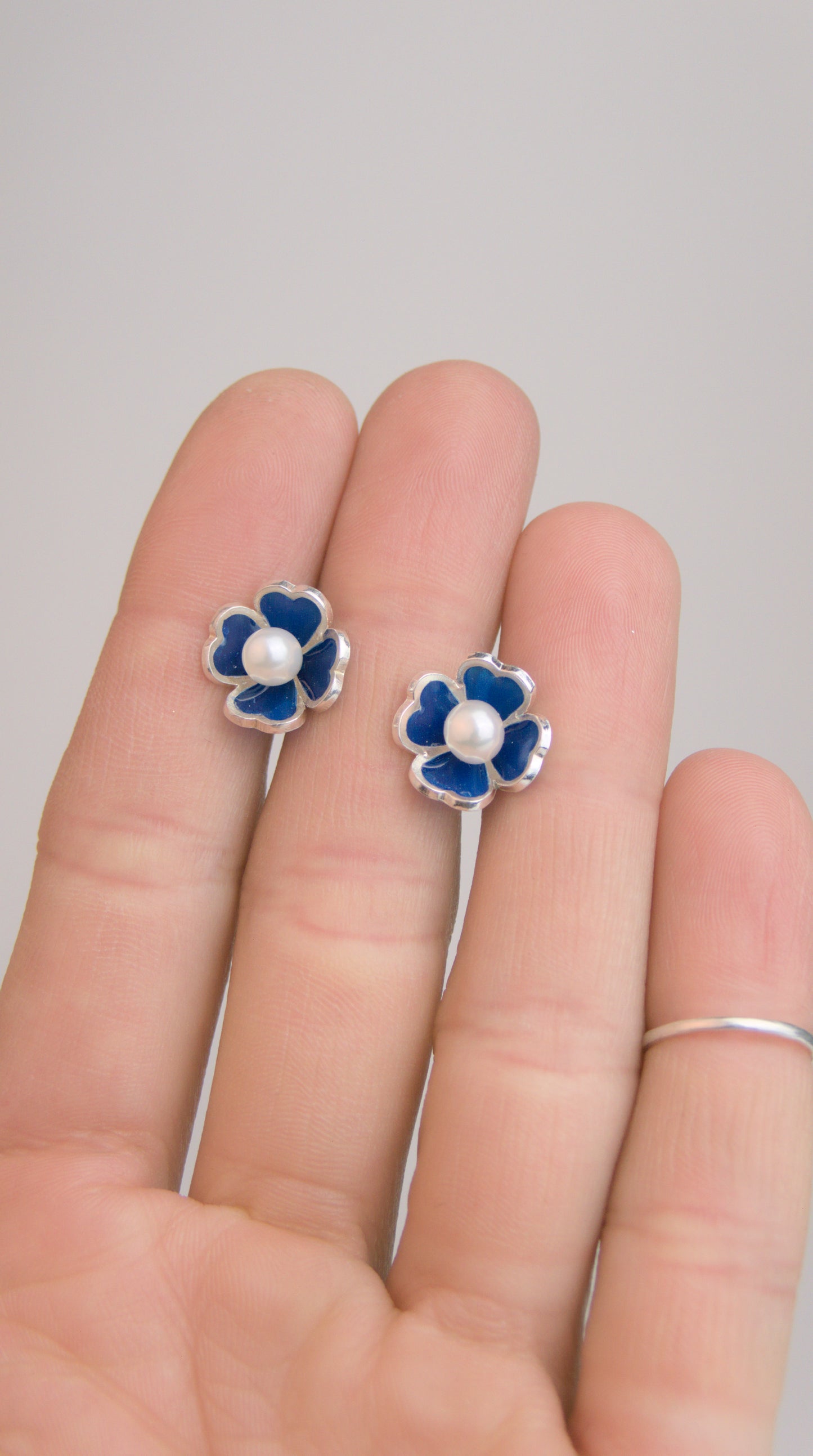 Blue Flower Studs