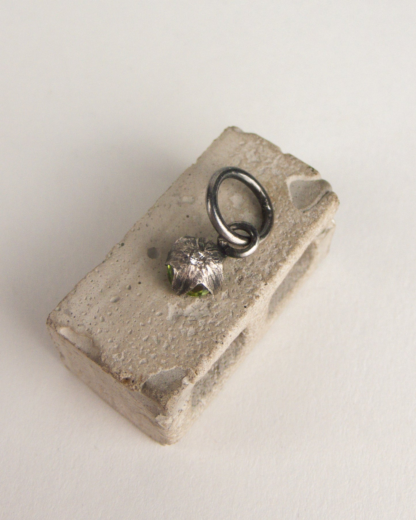 Silver Tomato Star Charm with Diamond and Peridot