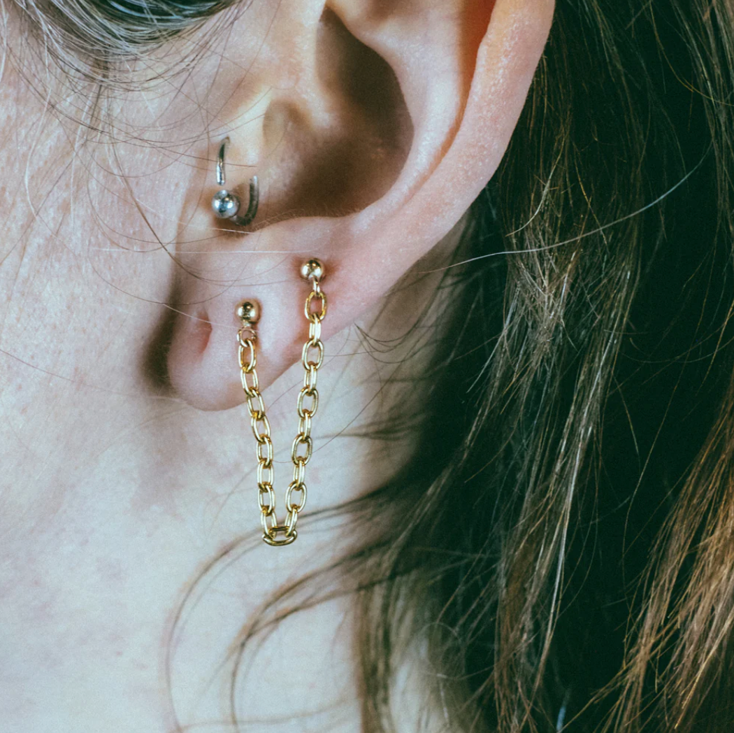 Double Stud Chain Earring