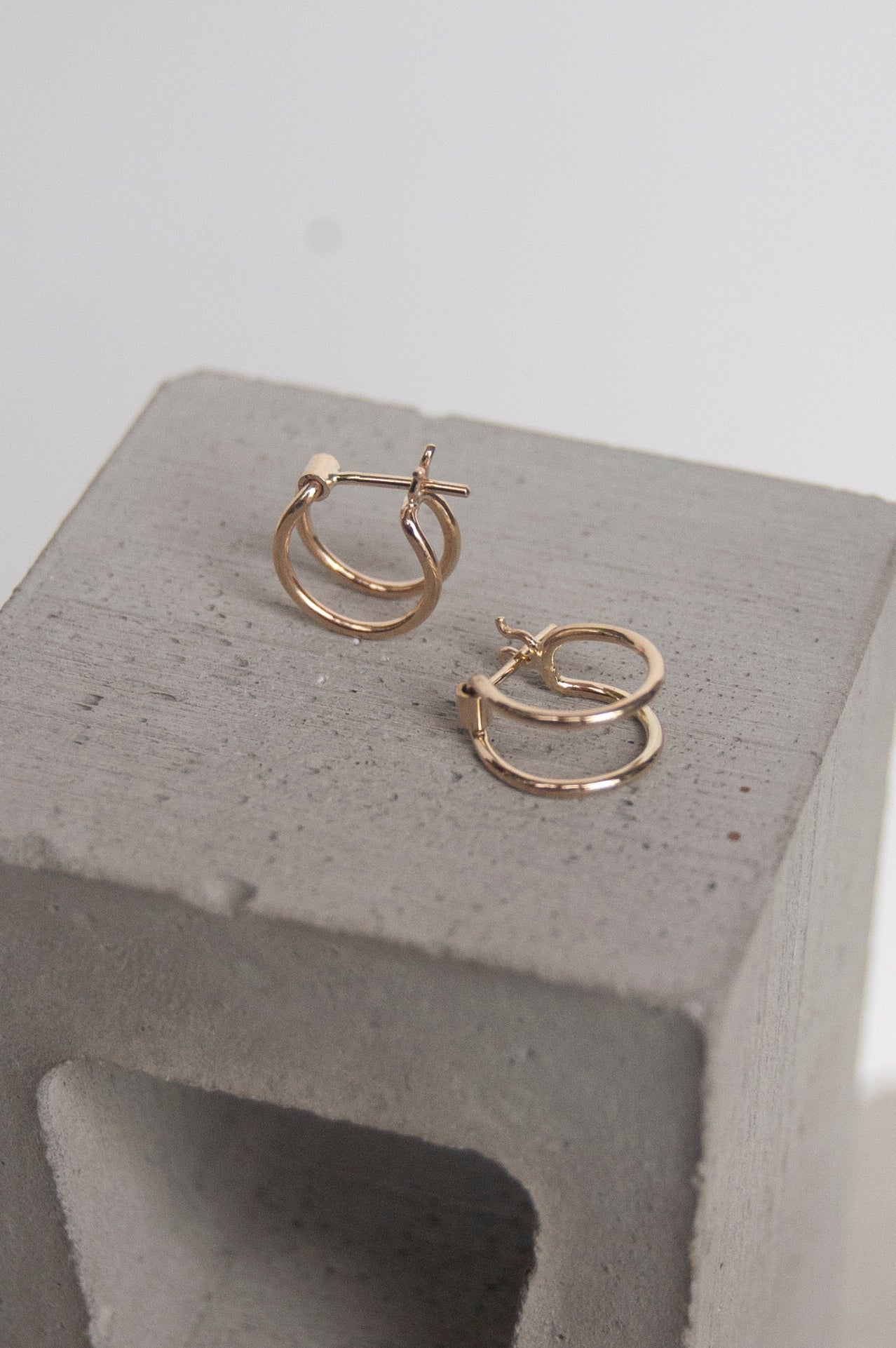 14k Double Hoop Huggies