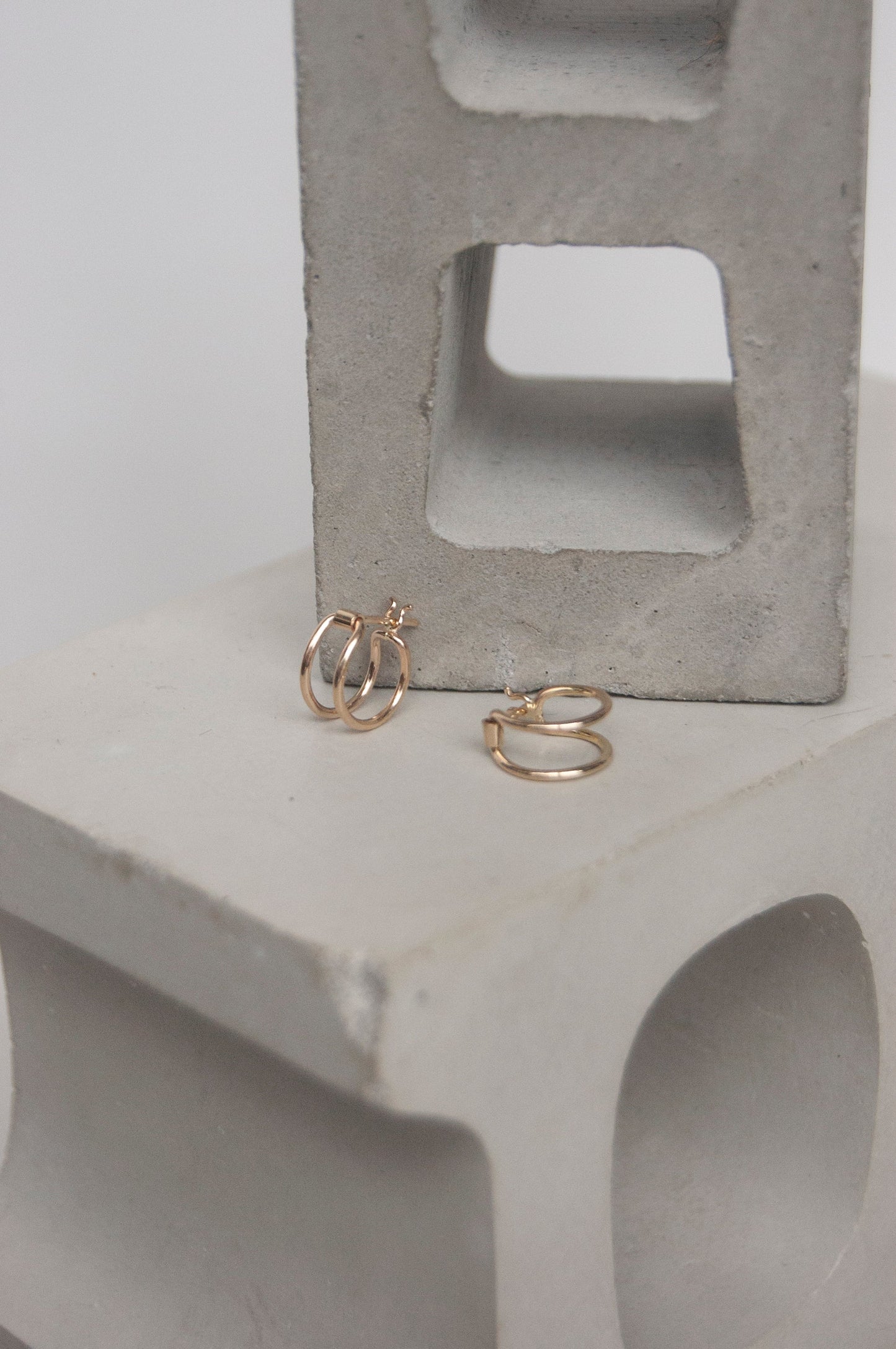14k Double Hoop Huggies