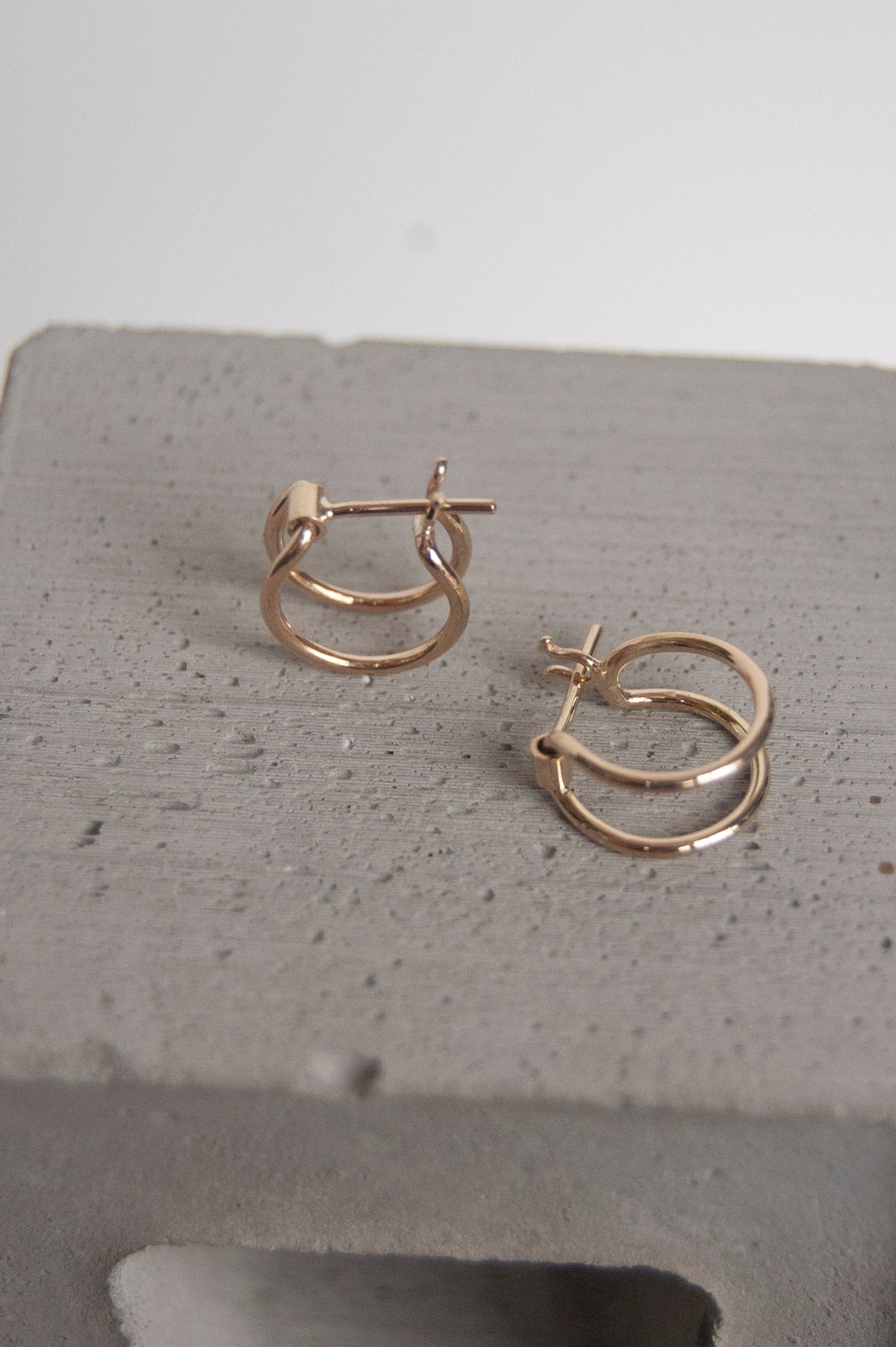 14k Double Hoop Huggies