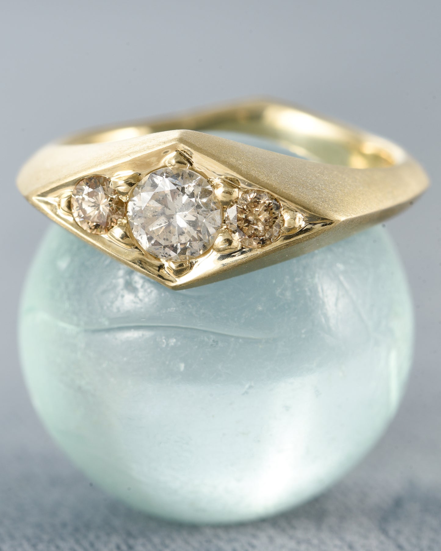 3 Stone Signet Ring