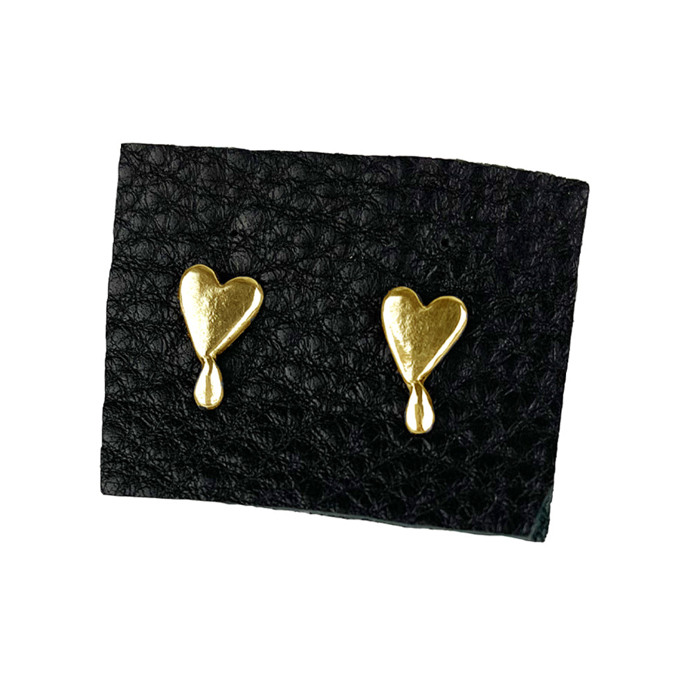 10K Gold Bleeding Heart Stud Earrings