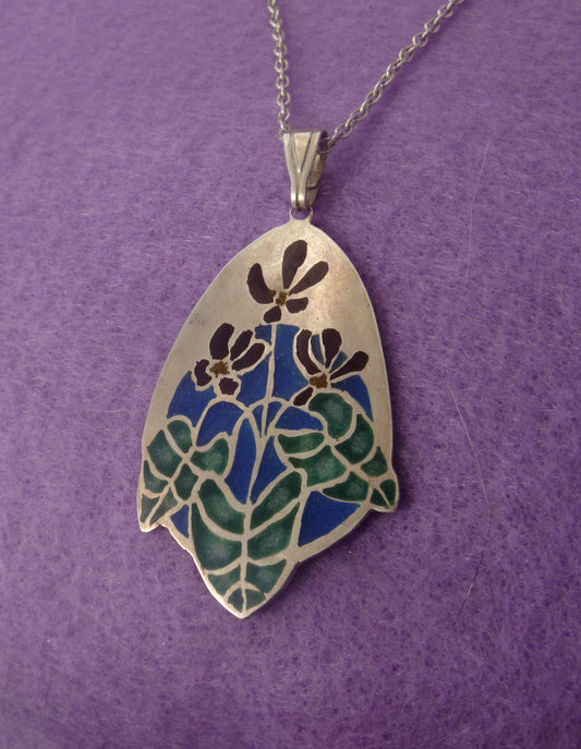 House plant stained glass necklace