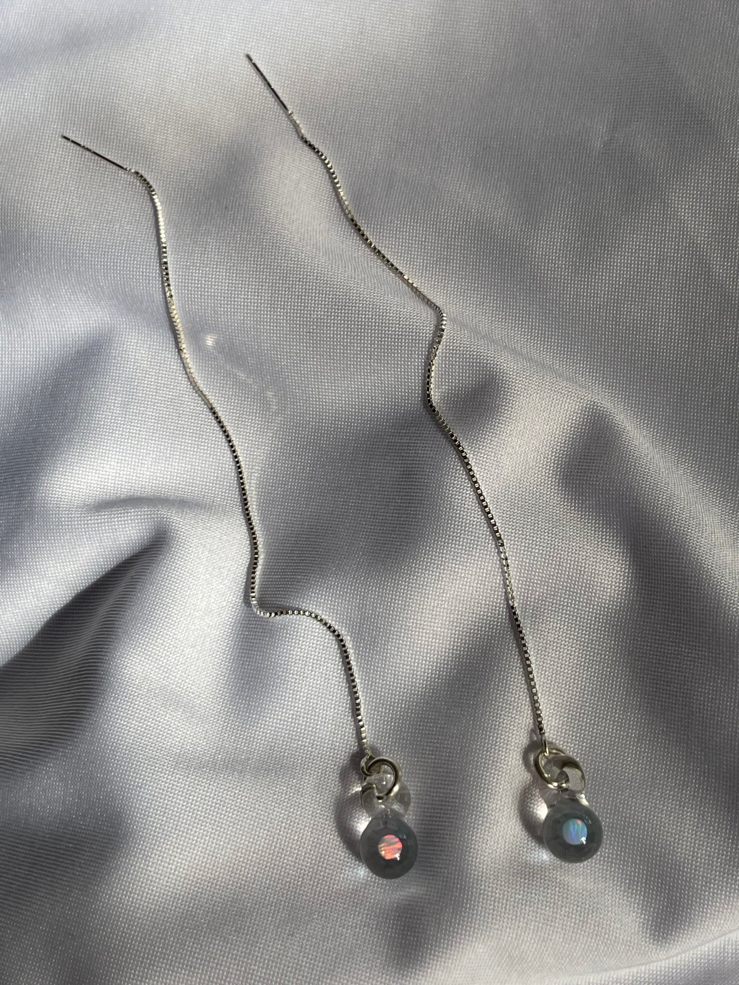 White Opal Thread Earrings