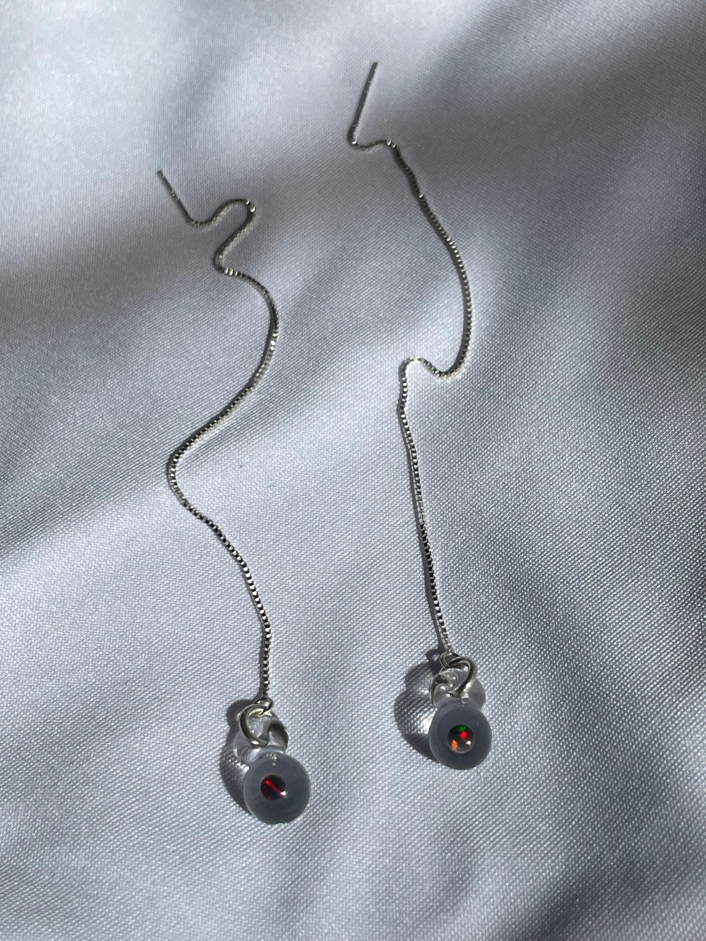 Black Opal Thread Earrings