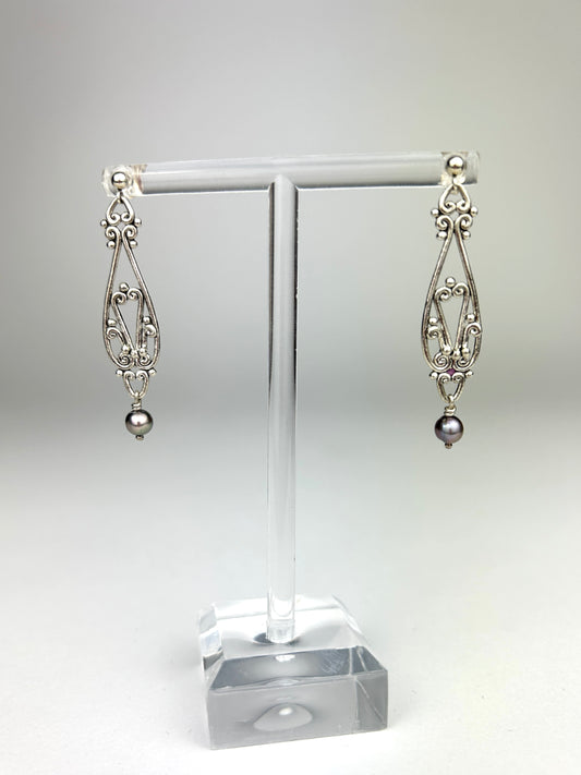 Filigree Pearl Drop Earrings