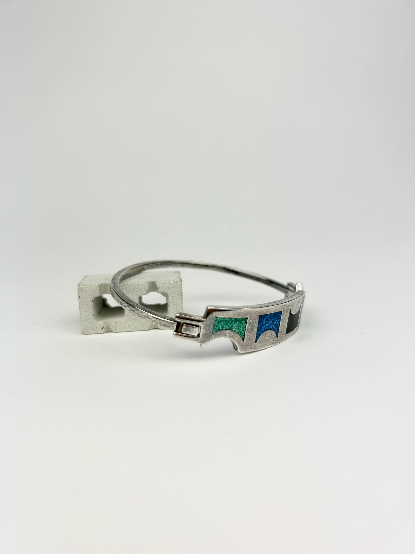 Mexican Silver Inlay Bangle