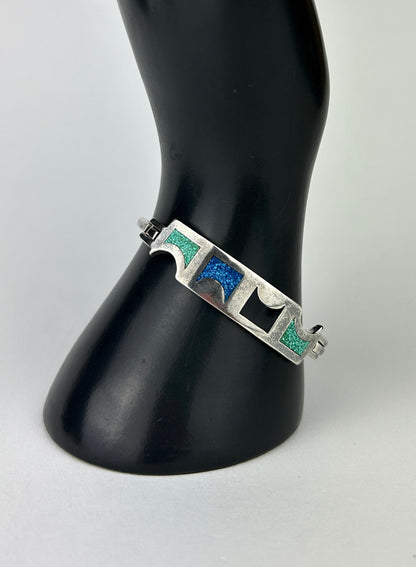 Mexican Silver Inlay Bangle