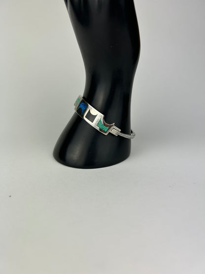 Mexican Silver Inlay Bangle