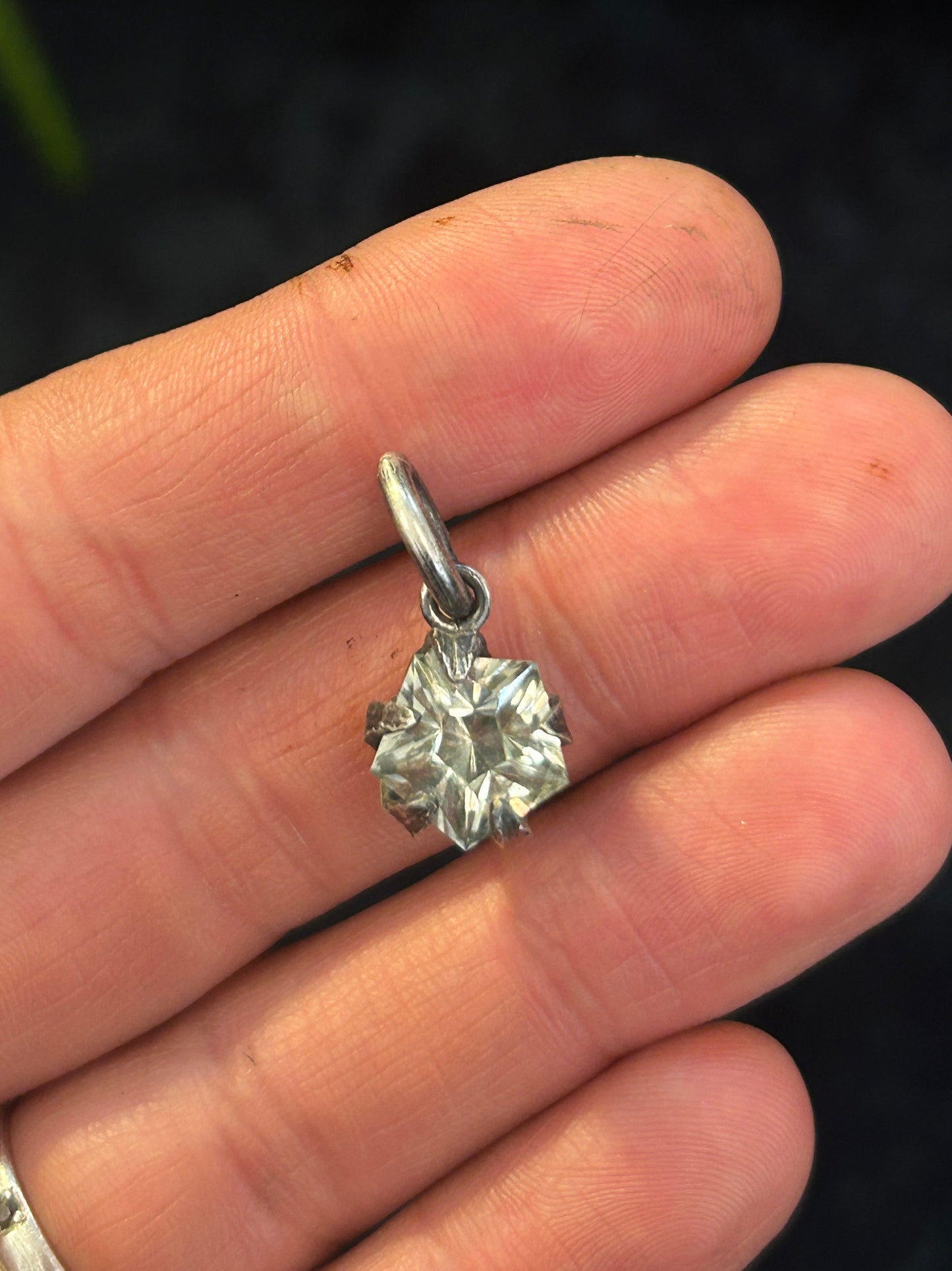 Prasiolite and Diamond Double Sided Tomato Star Talisman