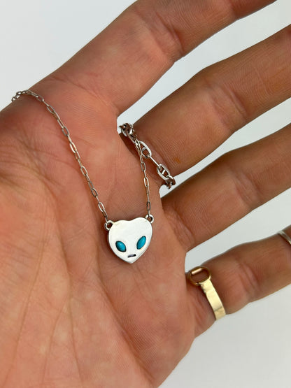 Alien Necklace with Gem Eyes
