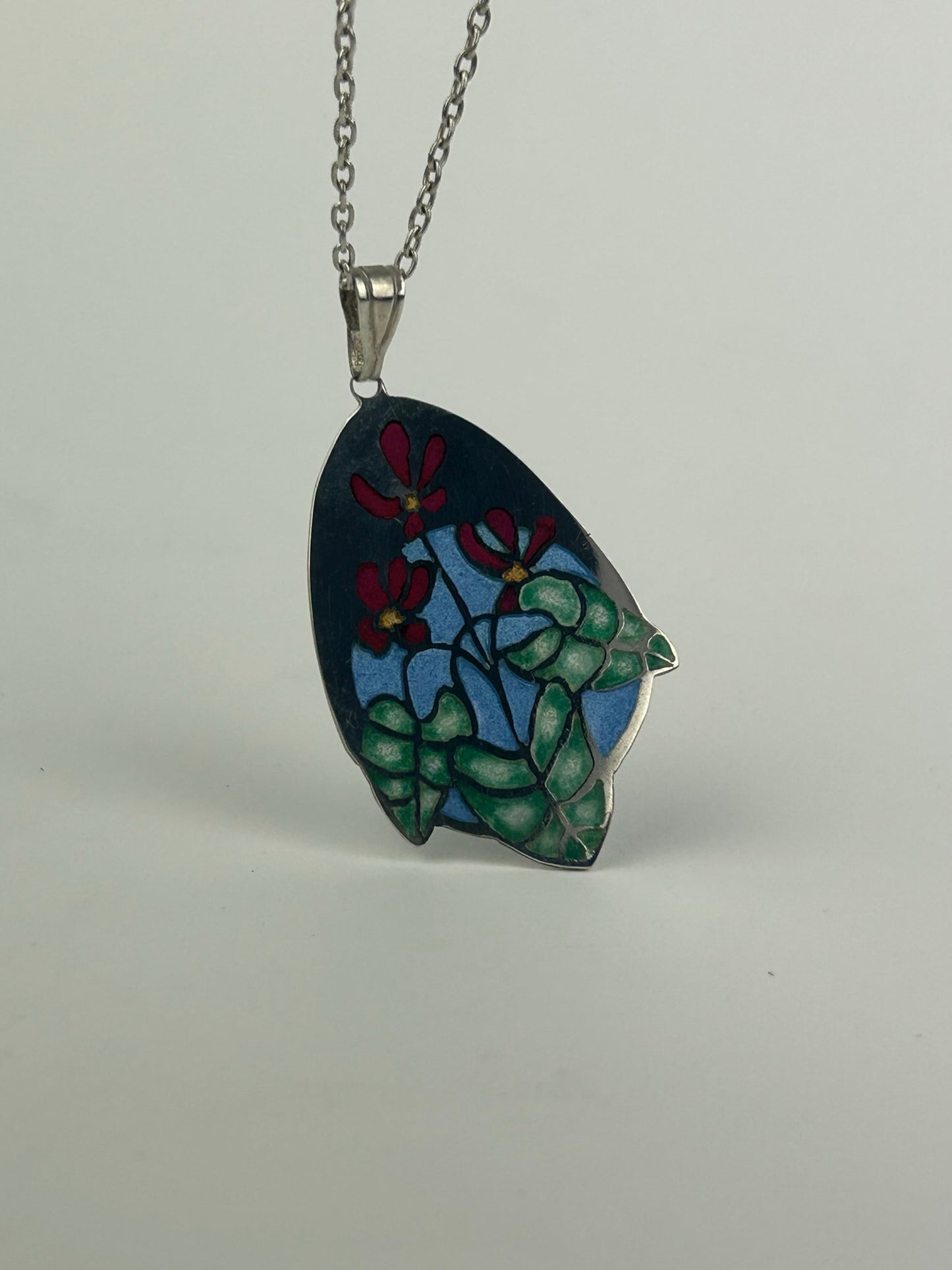 House plant stained glass necklace