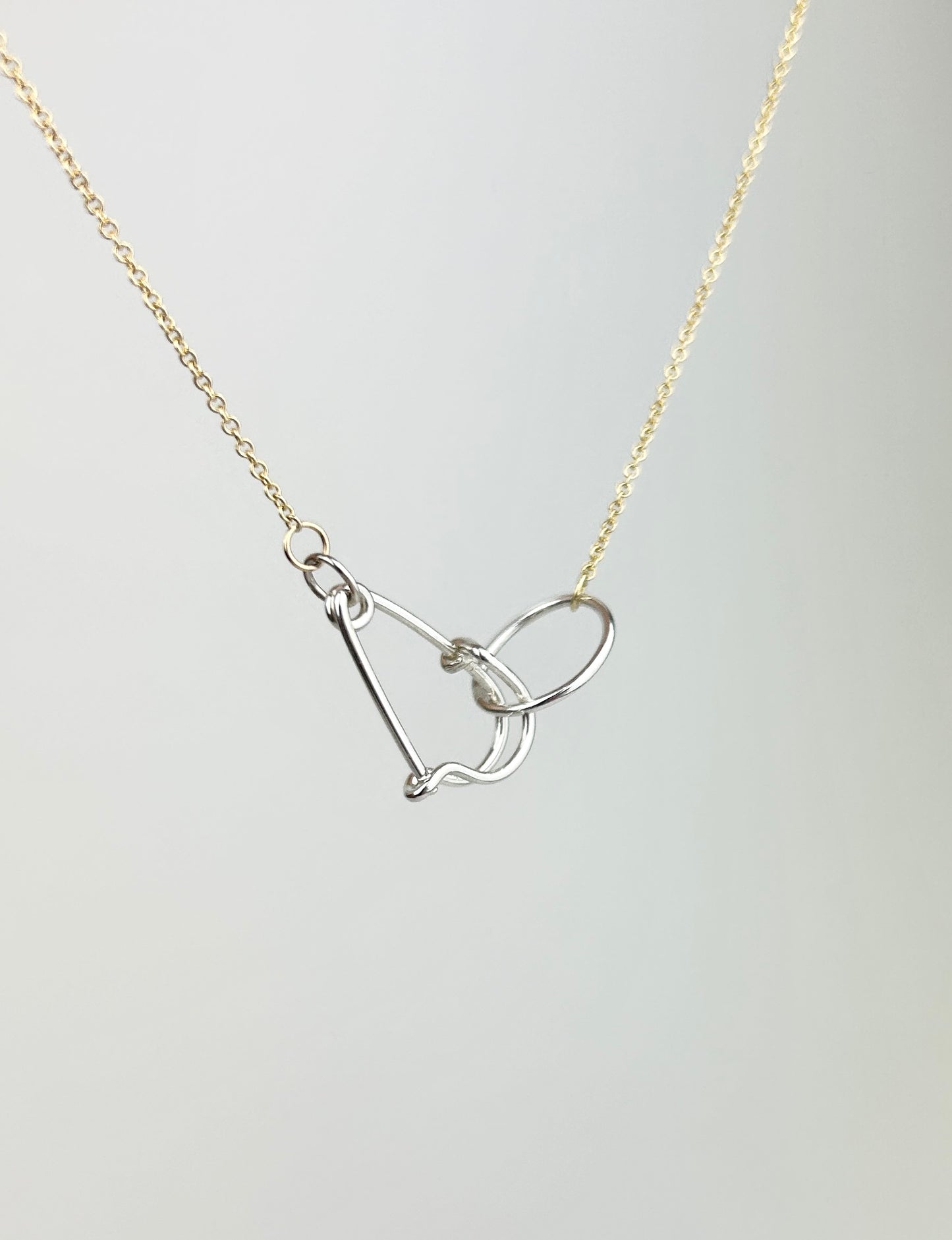 Two Toned Baby Pin Necklace with gold Cable Chain