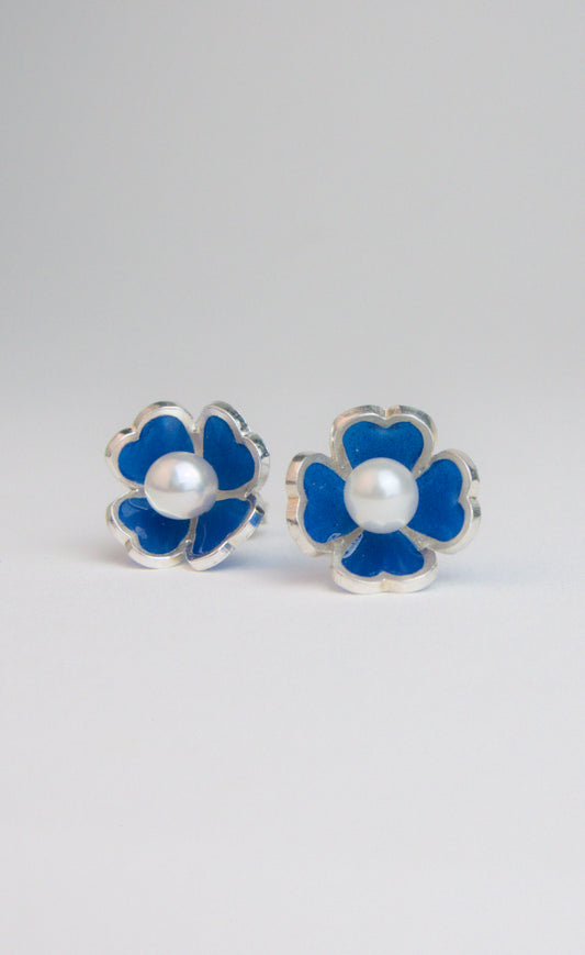 Blue Flower Studs