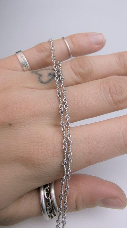 White Gold Twisted Bone Chain