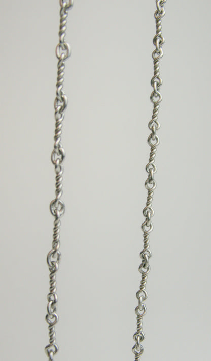 White Gold Twisted Bone Chain