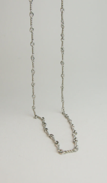 White Gold Twisted Bone Chain