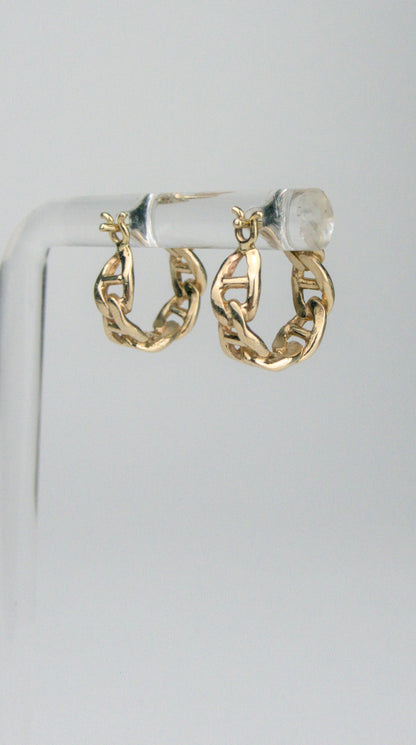 Mini Anchor Link Huggie Hoops Ready to Ship