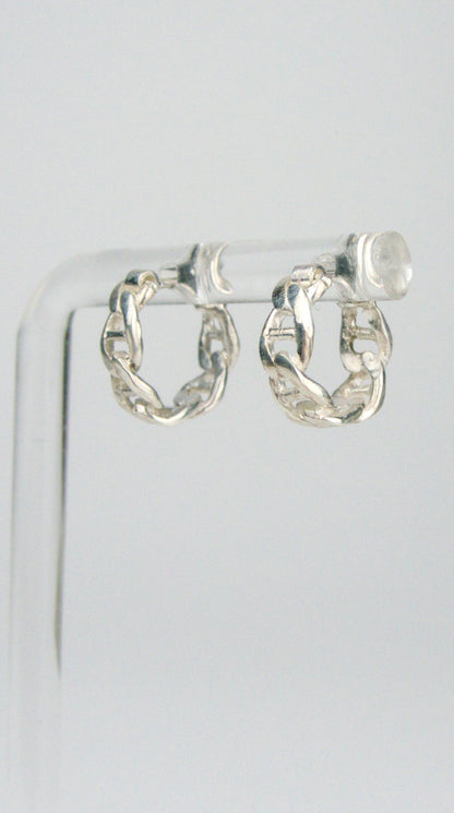 Mini Anchor Link Huggie Hoops Ready to Ship