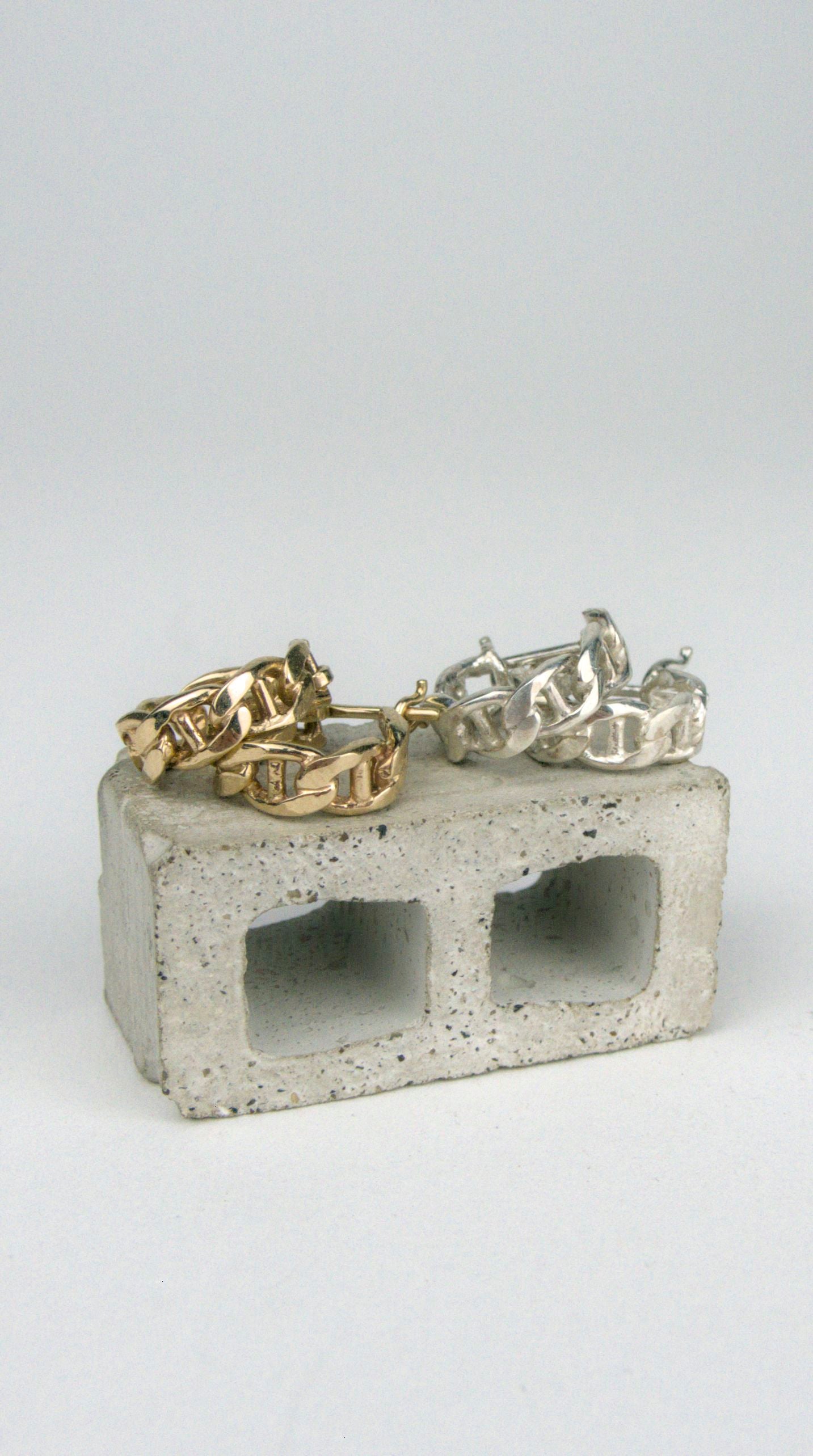 Mini Anchor Link Huggie Hoops Ready to Ship