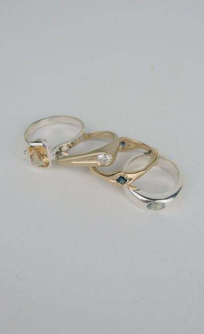 Slingshot Ring in 14k Gold with Natural Recycled Diamonds