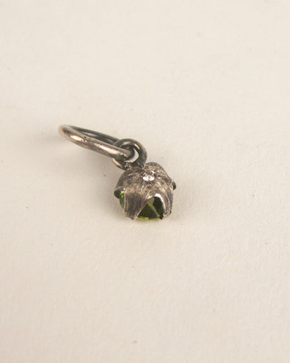 Silver Tomato Star Charm with Diamond and Peridot