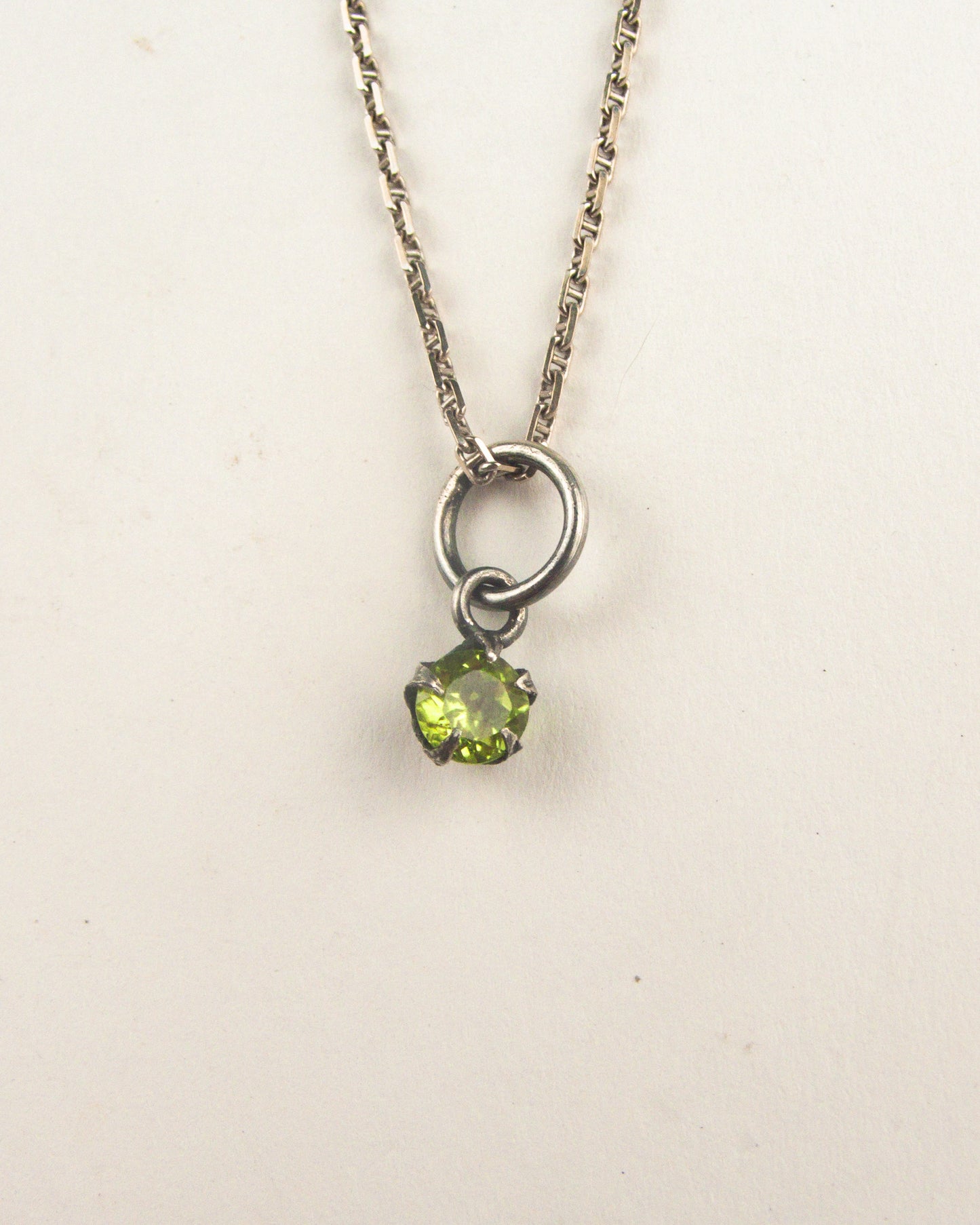 Silver Tomato Star Charm with Diamond and Peridot