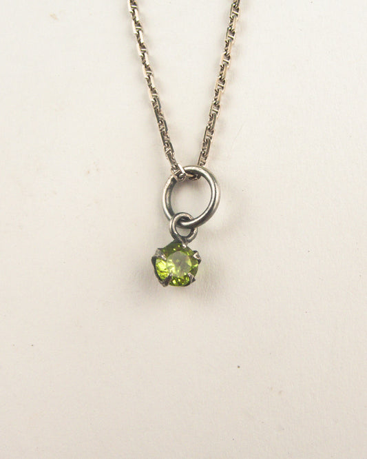 Silver Tomato Star Charm with Diamond and Peridot