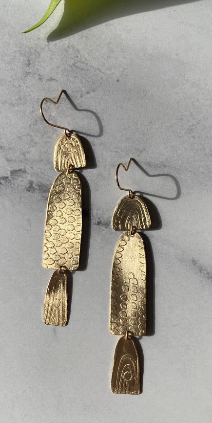 Etched Gold-Plated Earrings