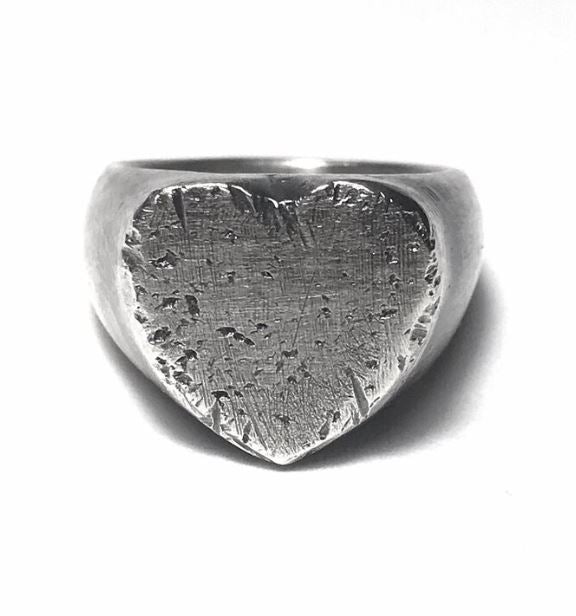 Distressed Heart Signet Ring
