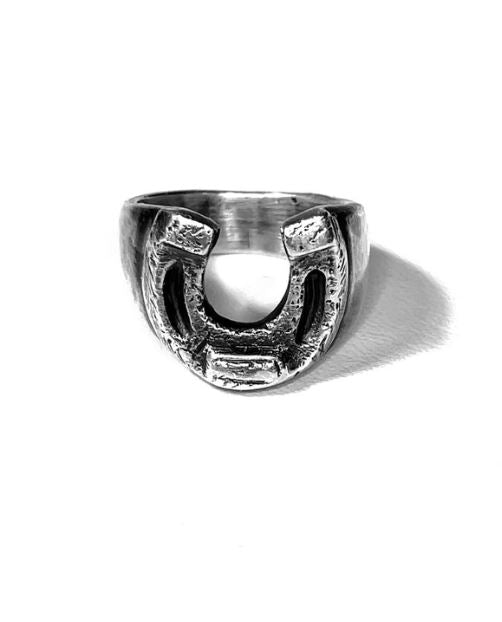 Distressed Lucky Horseshoe Signet Ring