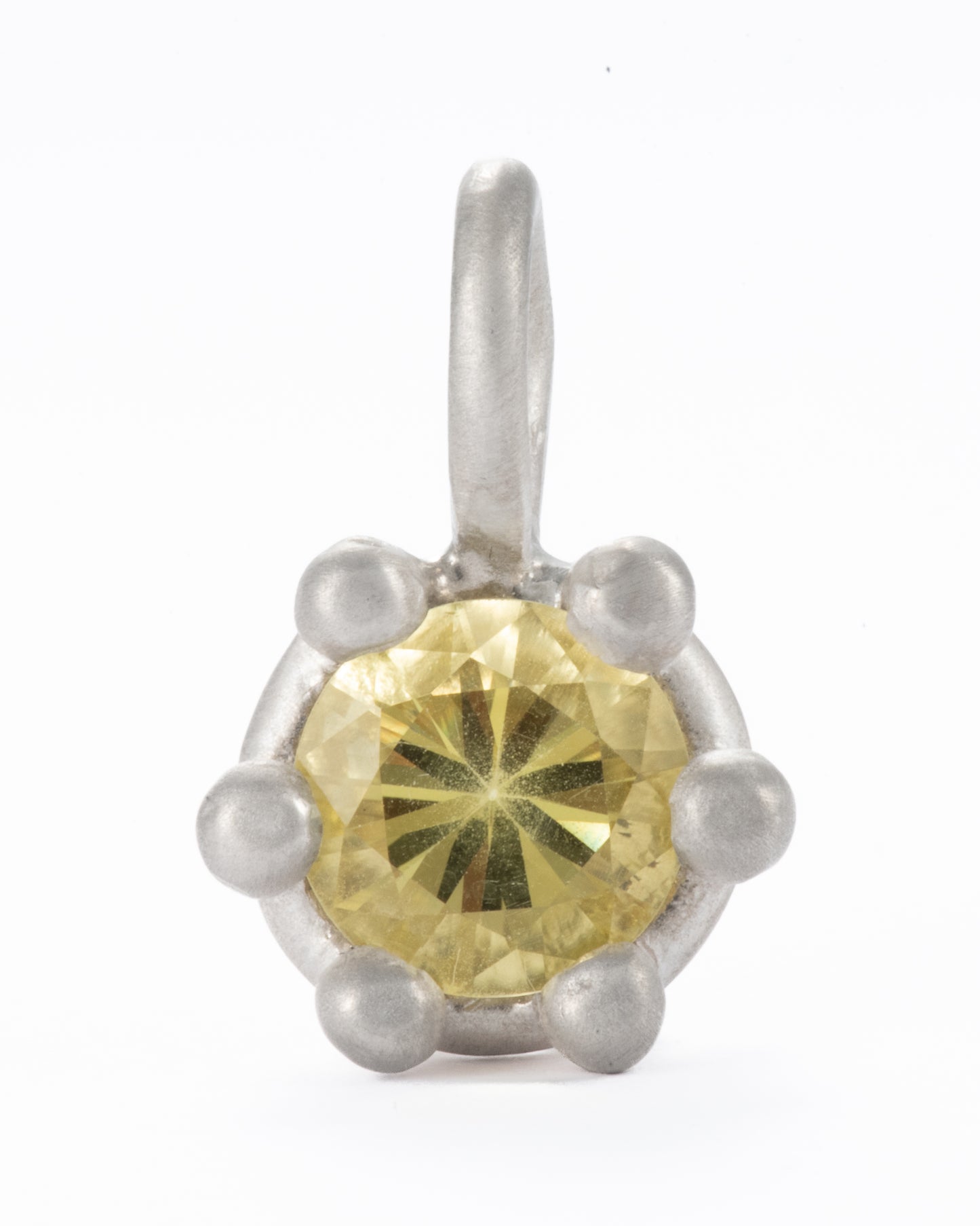 Large Lemon Quartz Ball Prong Pendant
