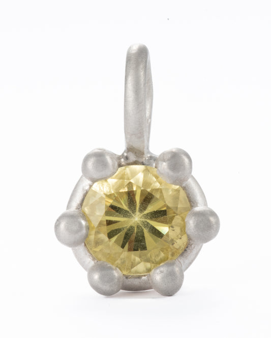 Large Lemon Quartz Ball Prong Pendant