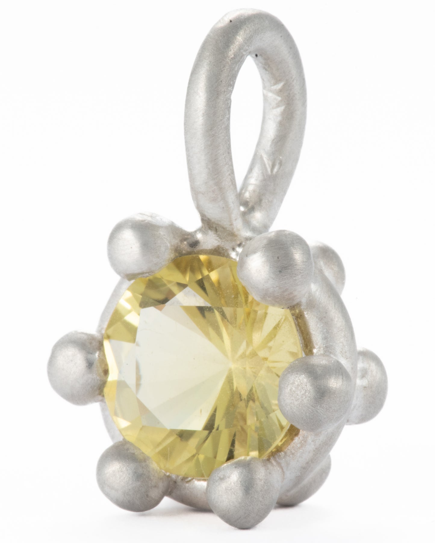 Large Lemon Quartz Ball Prong Pendant