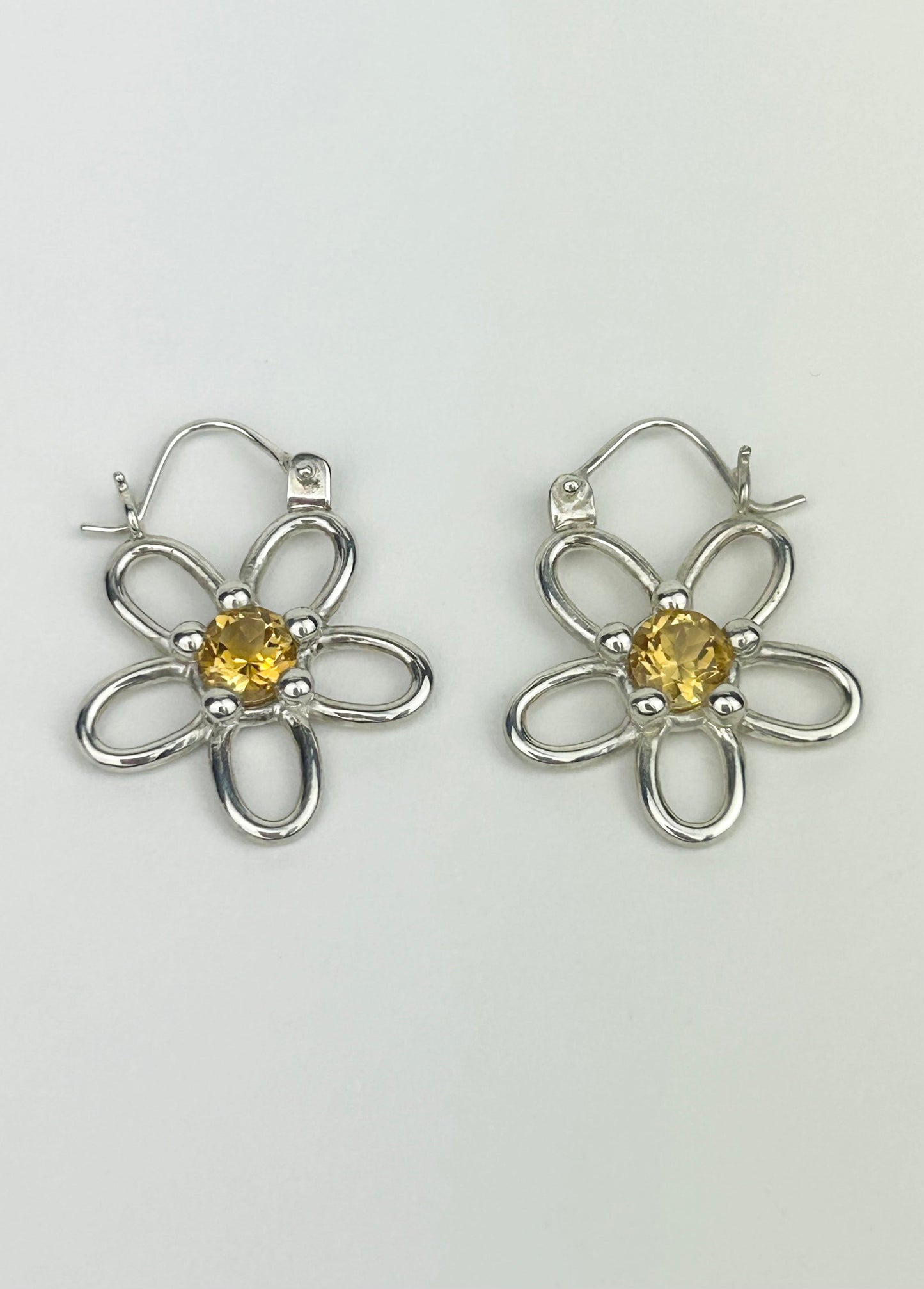 Flower Hoops with Citrine